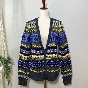 St. John’s Bay Button Up Cardigan Sweater NEW Size X-Large Gray Blue Purple